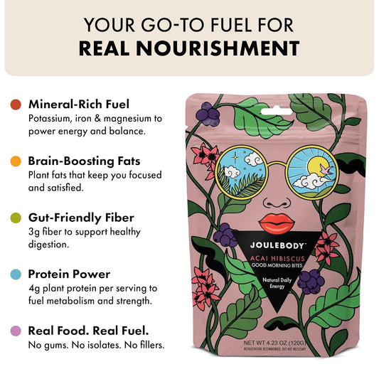 Energy Bites - Acai Hibiscus (6-Pack) | Plant-Based, No Refined Sugar, Gut-Friendly Snack Joulebody