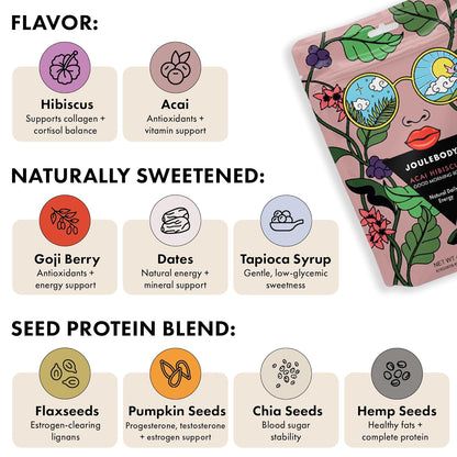 Energy Bites - Acai Hibiscus (6-Pack) | Plant-Based, No Refined Sugar, Gut-Friendly Snack Joulebody