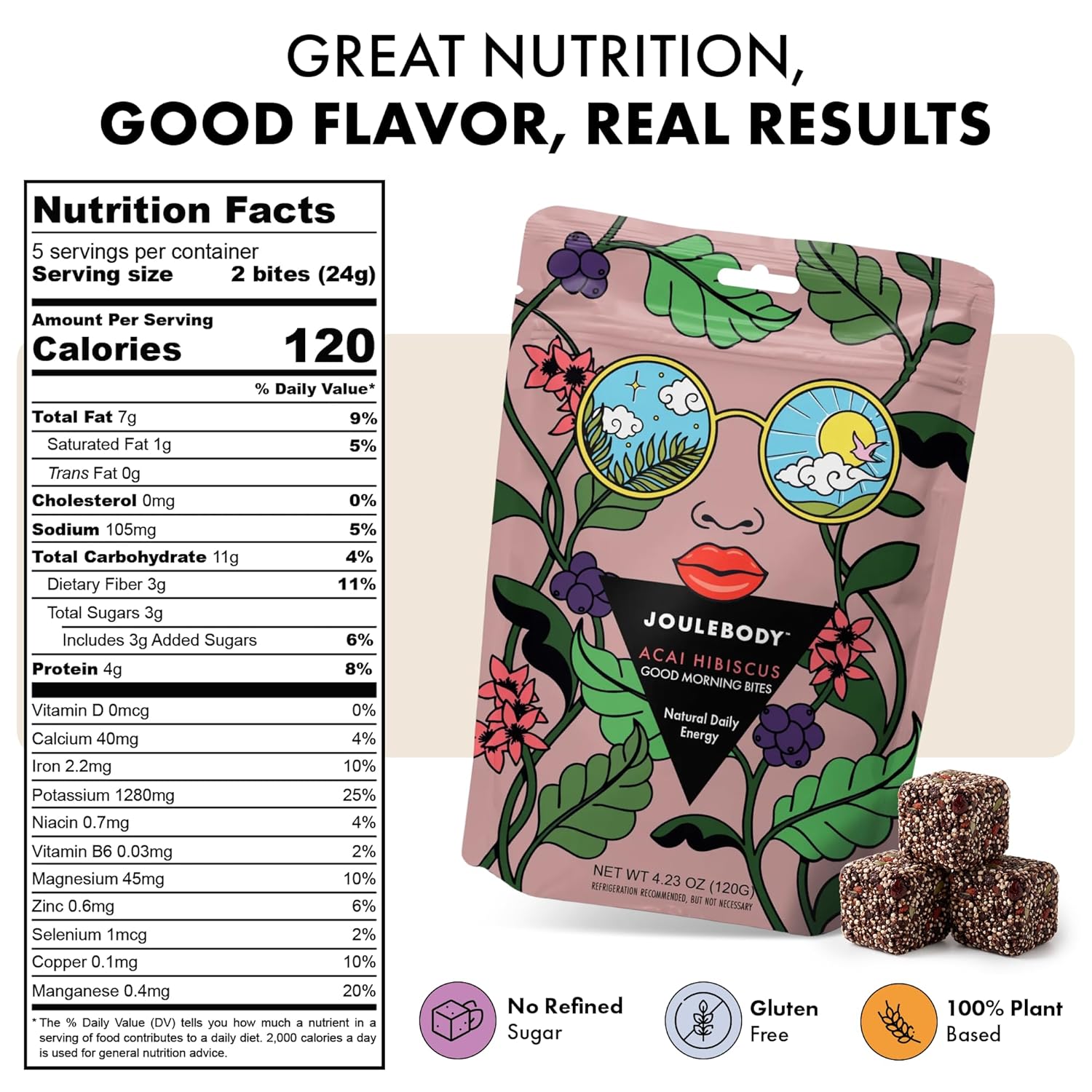 Energy Bites - Acai Hibiscus (6-Pack) | Plant-Based, No Refined Sugar, Gut-Friendly Snack Joulebody