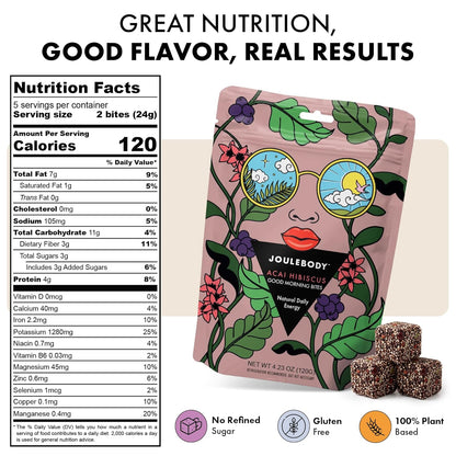 Energy Bites - Acai Hibiscus (6-Pack) | Plant-Based, No Refined Sugar, Gut-Friendly Snack Joulebody