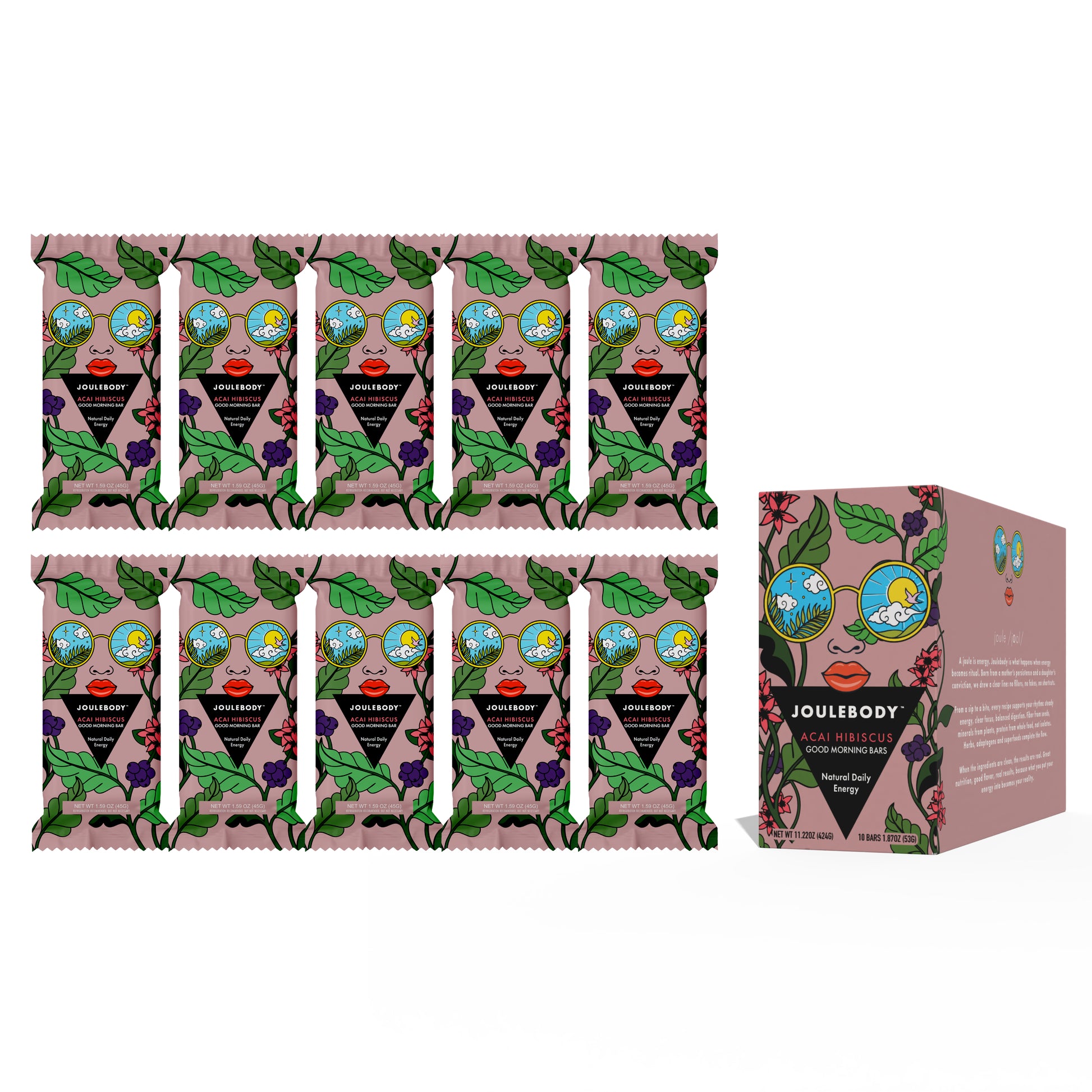 Acai Hibiscus Good Morning Bars | 10-Bar Box Joulebody