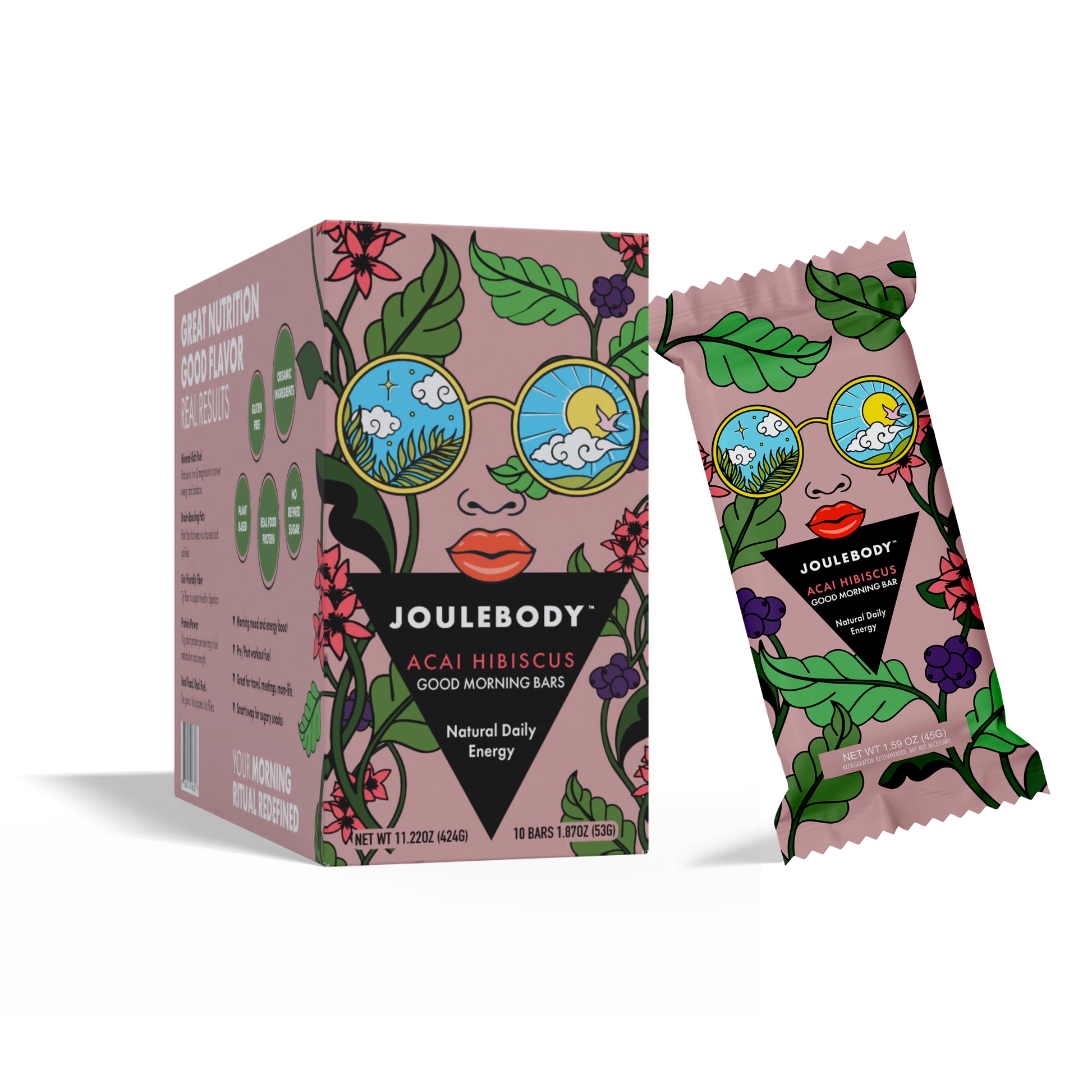Acai Hibiscus Good Morning Bars | 10-Bar Box Joulebody