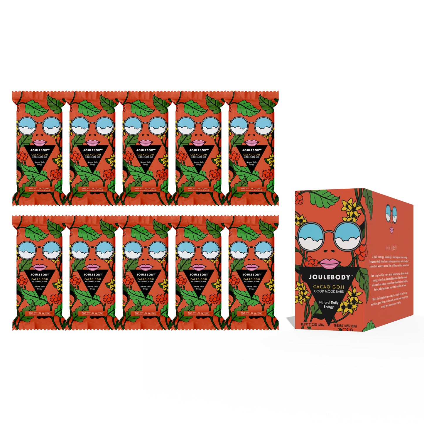 Cacao Goji Good Mood Bars | 10-Bar Box Joulebody