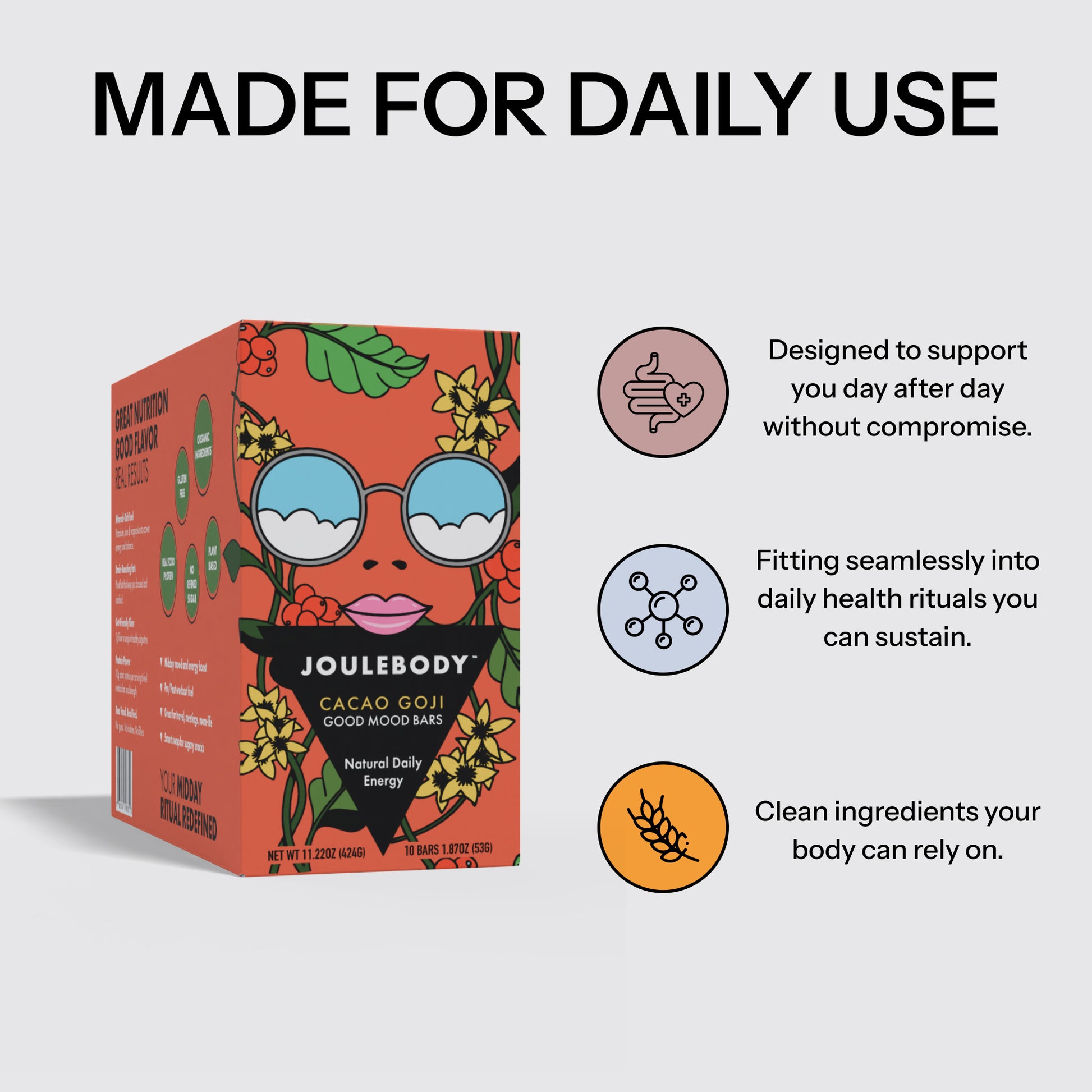 Cacao Goji Good Mood Bars | 10-Bar Box Joulebody